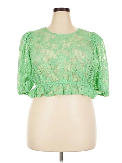 Pre-owned Future Collective Short Sleeve Top Green Sweetheart Neckline Tops
