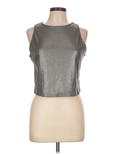Pre-owned Future Collective Sleeveless Top Silver Metallic Pattern Halter Neckline Tops