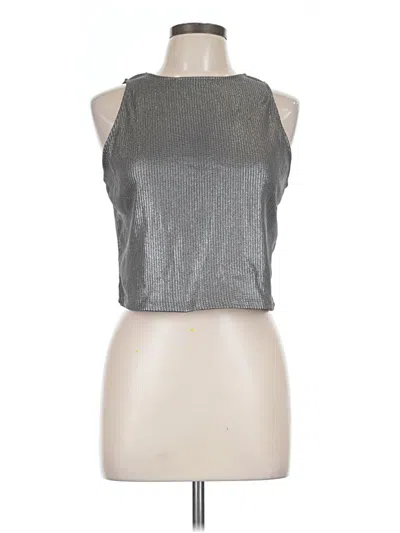 Pre-owned Future Collective Tank Top Silver Metallic Pattern Halter Neckline Tops