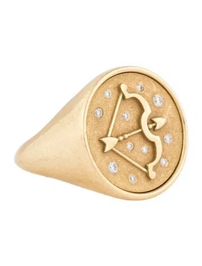 Pre-owned Future Fortune 18k Diamond Zodiac Ring In Multicolor