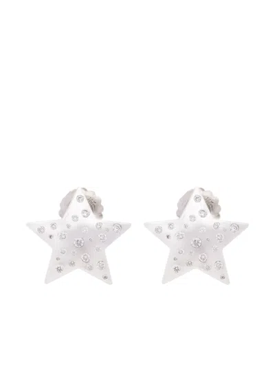 Future Fortune 18k White Gold Star Bright Diamond Earrings
