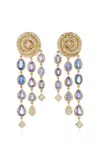 Future Fortune Sage 18k Yellow Gold Sapphire; Diamond Earrings In Multi