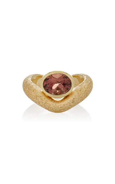 Future Fortune Speed Of Light 18k Yellow Gold Tourmaline Ring In Pink