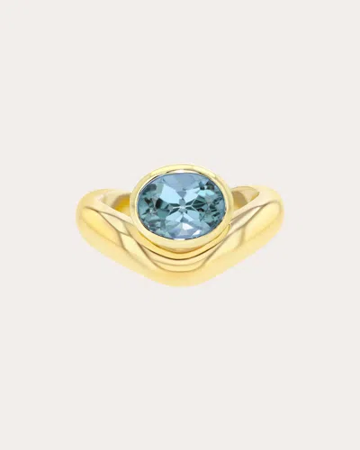 Future Fortune Women's Aquamarine & 14k Gold Speed Of Light Ring In Blue