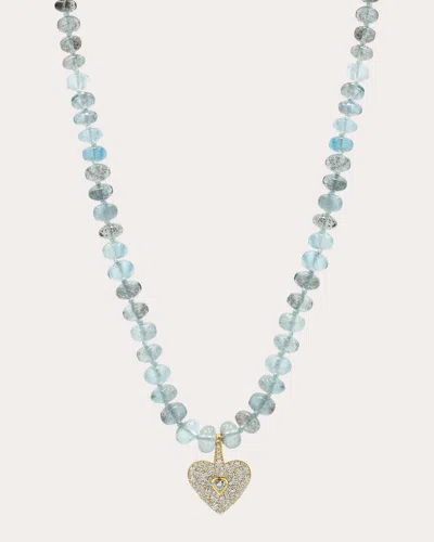 Future Fortune Women's Diamond & Aquamarine Luck N Love Pendant Necklace In Blue