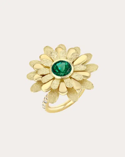 Future Fortune Women's Green Tourmaline & Diamond Wildflower Ring In Gold