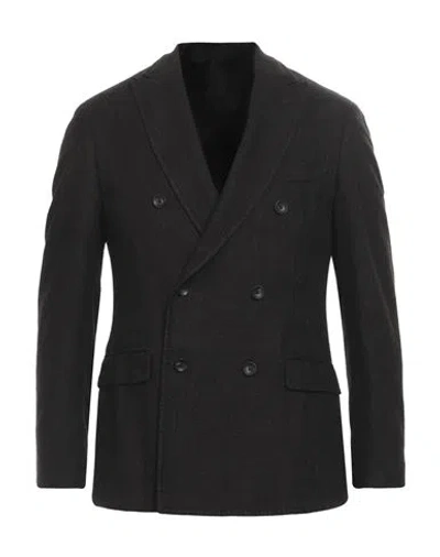 Futuro Man Blazer Dark Brown Size 40 Cotton, Wool, Polyamide In Black