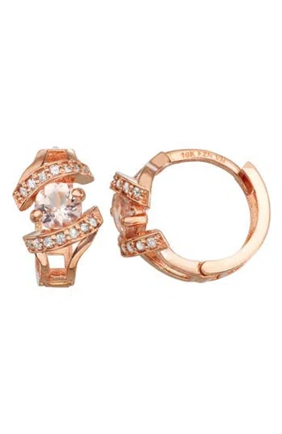 Fuzion Creations 10k Gold Morganite & Diamond Huggie Hoop Earrings In Rose