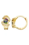 Fuzion Creations 10k Gold Morganite & Diamond Huggie Hoop Earrings In Yellow