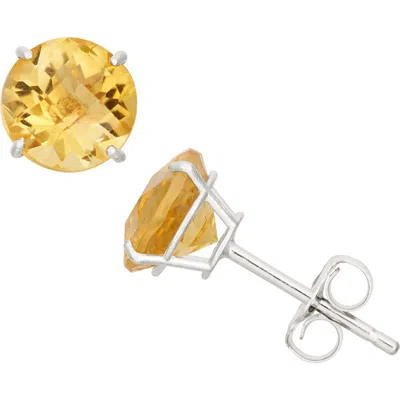 Fuzion Creations Amethyst Stud Earrings In Citrine