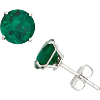 Fuzion Creations Amethyst Stud Earrings In Emerald