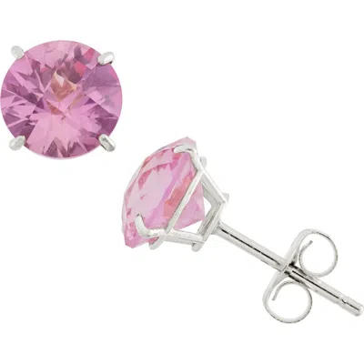Fuzion Creations Amethyst Stud Earrings In Pink Sapphire