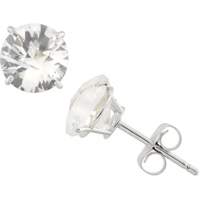Fuzion Creations Amethyst Stud Earrings In White Sapphire/white Gold