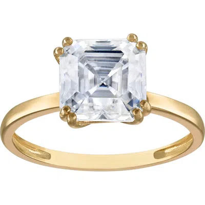 Fuzion Creations Asscher Cut Moissanite Solitaire Ring In Yellow