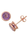 Fuzion Creations Bezel Set Stud Earrings In Amethyst