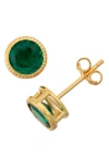 Fuzion Creations Bezel Set Stud Earrings In Emerald
