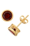 Fuzion Creations Bezel Set Stud Earrings In Garnet