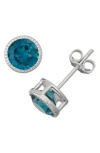 Fuzion Creations Bezel Set Stud Earrings In London Blue Topaz