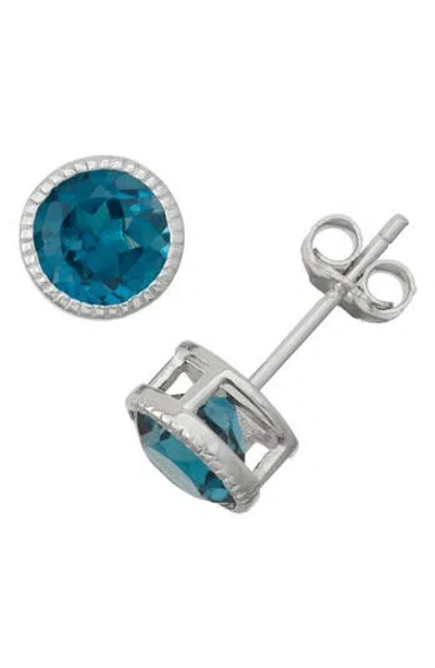 Fuzion Creations Bezel Set Stud Earrings In London Blue Topaz