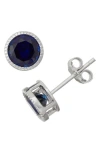 Fuzion Creations Bezel Set Stud Earrings In Sapphire