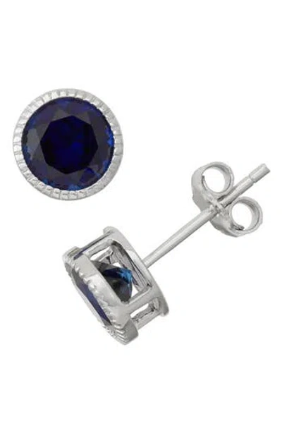 Fuzion Creations Bezel Set Stud Earrings In Sapphire