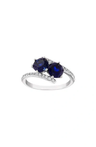 Fuzion Creations Blue & White Lab Grown Sapphire Bypass Ring