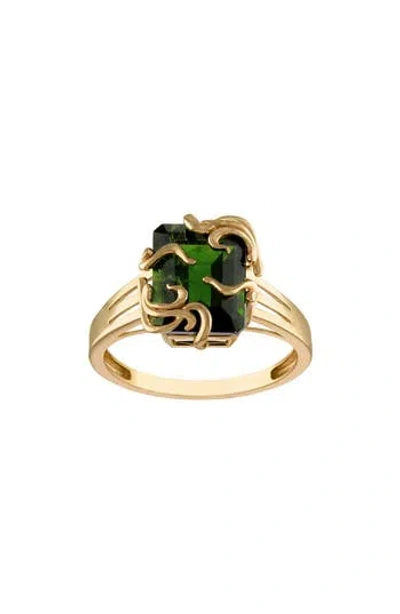 Fuzion Creations Chrome Diopside Ring In Yellow Gold/green