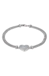Fuzion Creations Cubic Zirconia Heart Mesh Bracelet In Silver