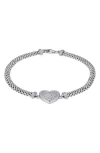 Fuzion Creations Cubic Zirconia Heart Mesh Bracelet In Silver