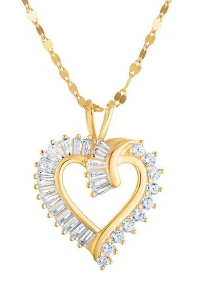Fuzion Creations Cubic Zirconia Heart Pendant Necklace In Yellow
