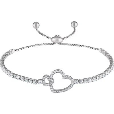 Fuzion Creations Cubic Zirconia Heart Slider Bracelet In Silver