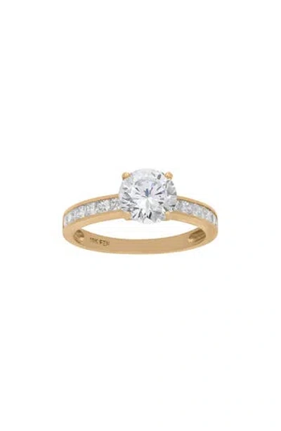 Fuzion Creations Cubic Zirconia Ring In Yellow