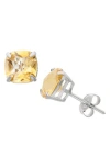 Fuzion Creations Cushion-cut Stone Stud Earrings In Citrine