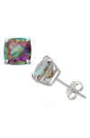 Fuzion Creations Cushion-cut Stone Stud Earrings In Mystic