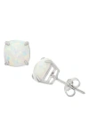Fuzion Creations Cushion-cut Stone Stud Earrings In Silver