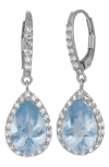 Fuzion Creations Cz & Lab-created Stone Teardrop Earrings In Aquamarine