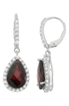 Fuzion Creations Cz & Lab-created Stone Teardrop Earrings In Garnet