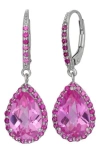 Fuzion Creations Cz & Lab-created Stone Teardrop Earrings In Pink Sapphire