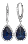 Fuzion Creations Cz & Lab-created Stone Teardrop Earrings In Sapphire