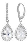 Fuzion Creations Cz & Lab-created Stone Teardrop Earrings In White Sapphire