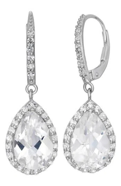 Fuzion Creations Cz & Lab-created Stone Teardrop Earrings In White Sapphire