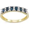 Fuzion Creations Diamond & Blue Sapphire Band Ring In Sapphire