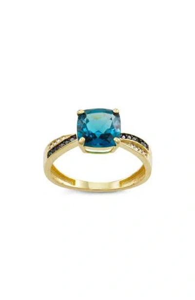 Fuzion Creations Diamond, Sapphire & London Blue Topaz Ring In Yellow