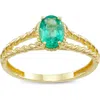 Fuzion Creations Emerald Split Shank Ring In Yellow