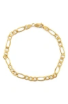 Fuzion Creations Figaro Chain Bracelet In Yellow