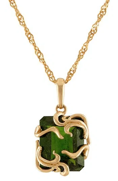 Fuzion Creations Gemstone Pendant Necklace In Chrome Diopsaide