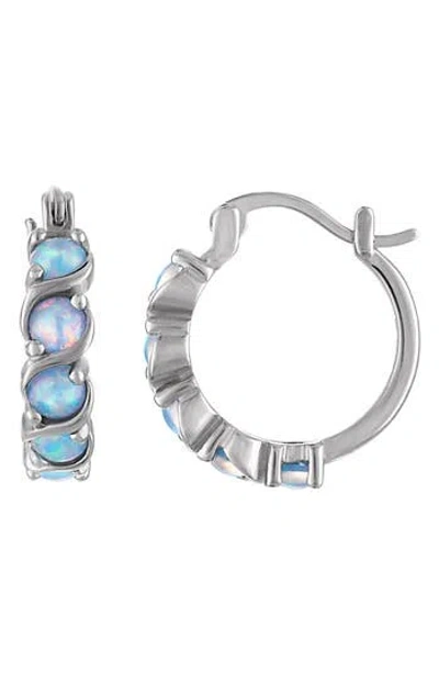 Fuzion Creations Lab Created Opal Hoop Earrings In Silver