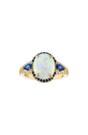 Fuzion Creations Lab Grown Opal & Lab Grown Sapphire Cocktail Ring In Yellow