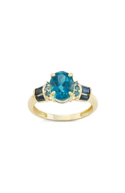 Fuzion Creations London Blue Topaz & Sapphire Ring In Yellow