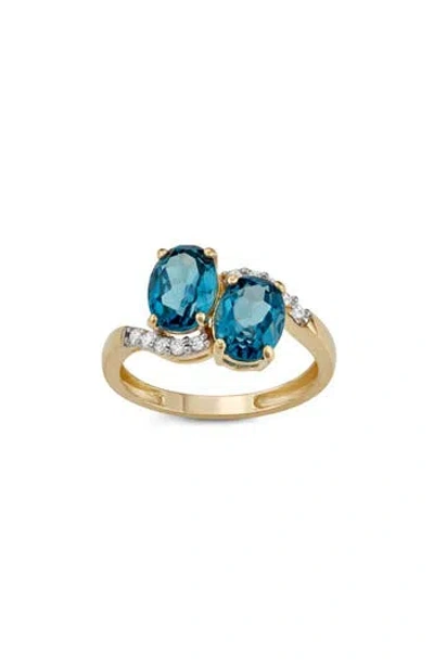 Fuzion Creations London Blue Topaz Cocktail Ring In Gold/blue
